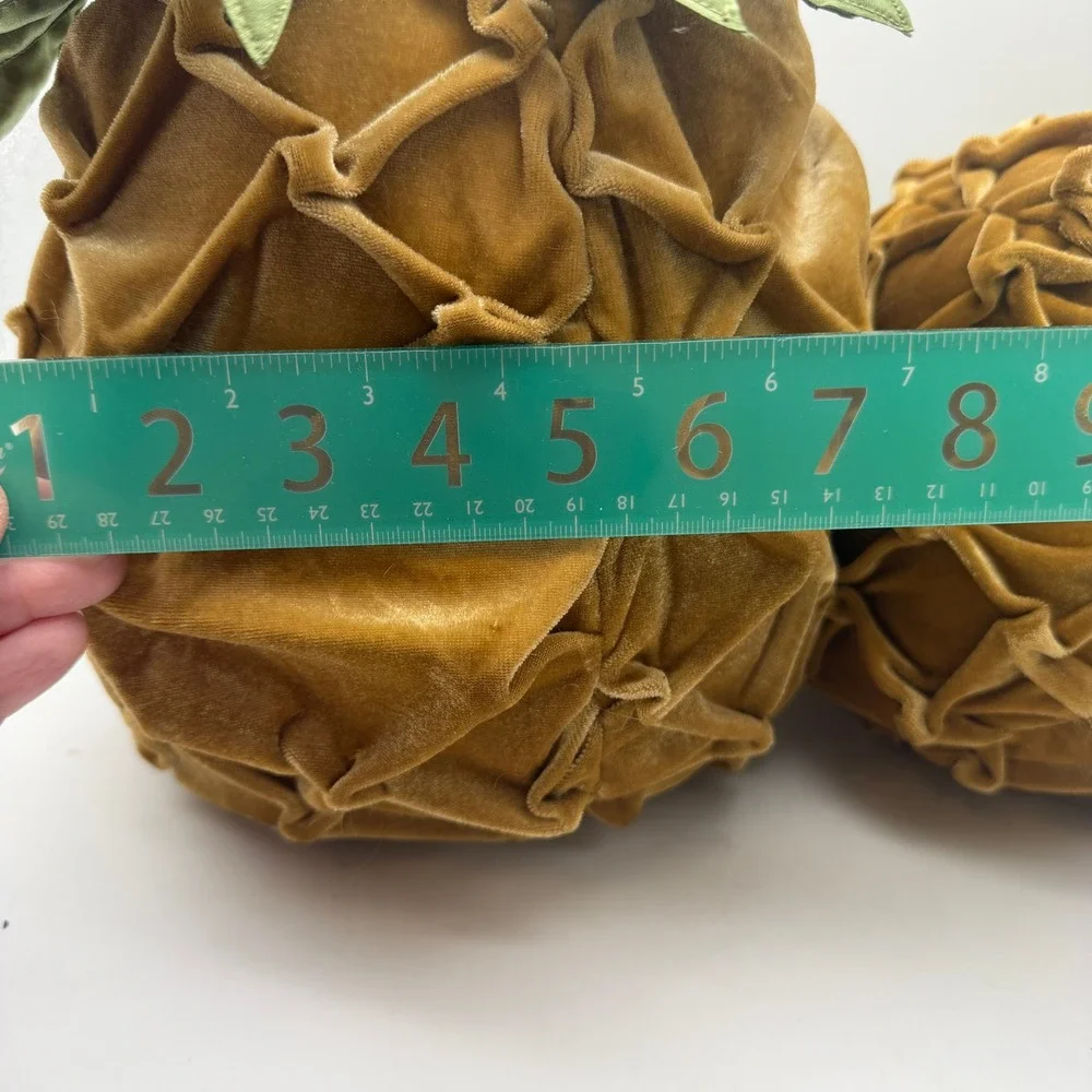 MWW Market Velvet Pineapple Decorative Pillows Gold Green Tropical Decor Set 2
